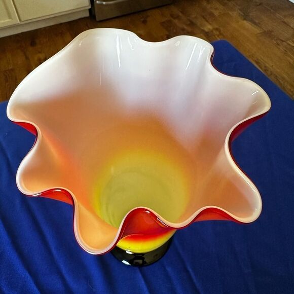 Orange Footed Handkerchief Vase Fulvio Bianconi style - Picture 5 of 6